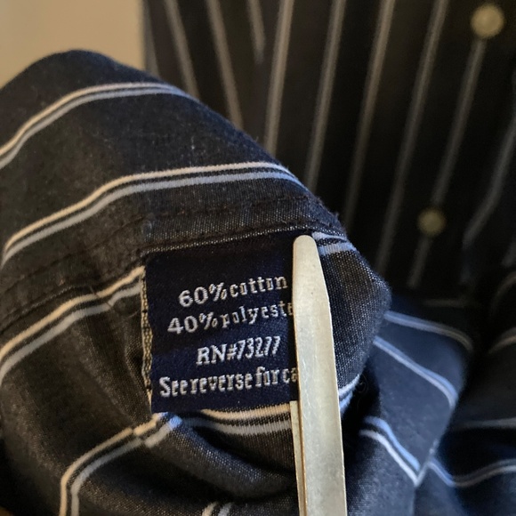 Dark Blue Striped Short Sleeve Shirt - Picture 9 of 10